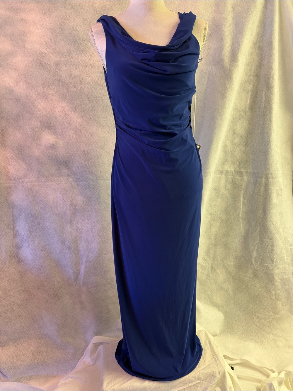 Adrianna Papell Royal Blue Cowl Neck Maxi Dress